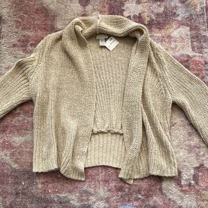 Chico's Beige Chunky-Knit Open Front Cardigan Sweater Cotton Blend Size 0